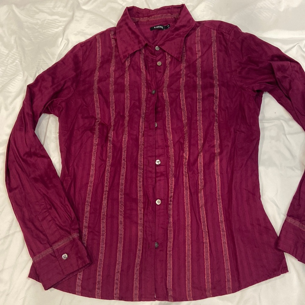 B.Young burgundy shirt